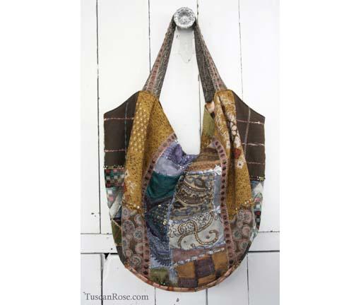 Ikat Kantha boho bag tuscan rose tote